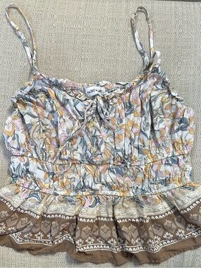 Pastel Floral Drawstring Camisole Tank